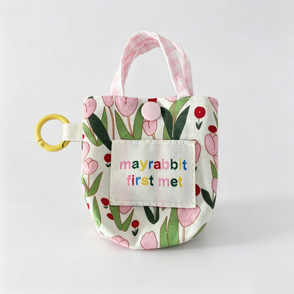 Floral Print Mini Pouch Keychain