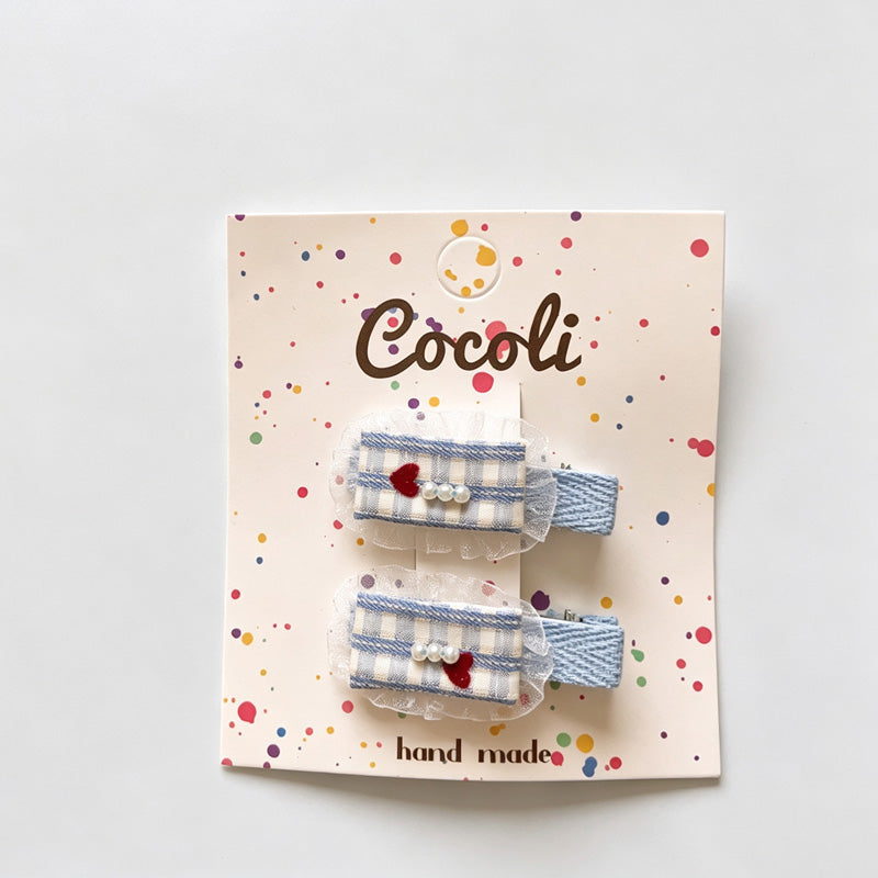 Lace Grid Print BB Hair Clips