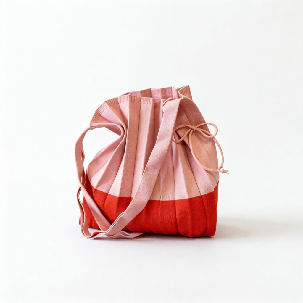 Pleated Knit Drawstring Bucket - Shopdayla Wholesale - #5682