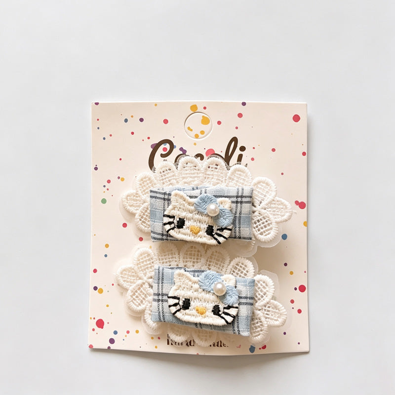 Lace Grid Print BB Hair Clips