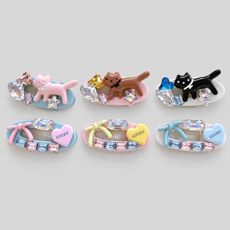 Bow Heart Colorful Hair Clips