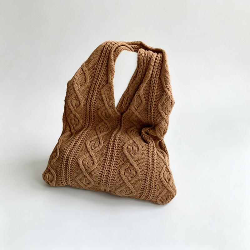 Cable Knit Hobo Tote Bag
