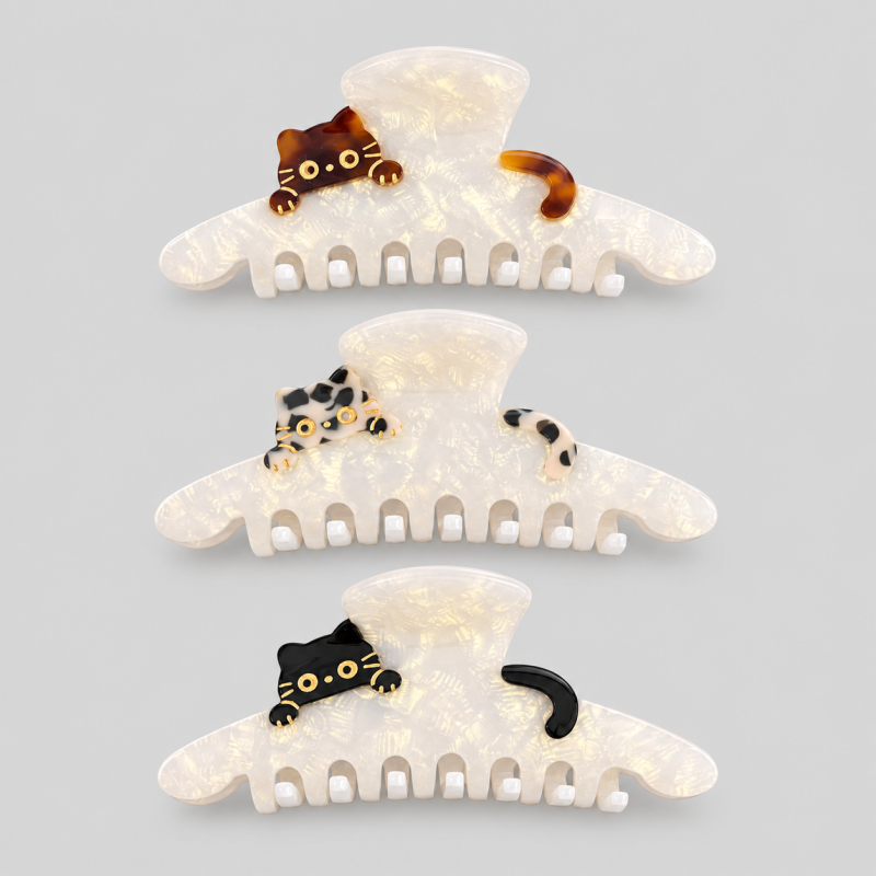 Cat Print Large Hair Claw Clip