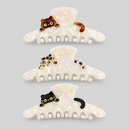 Cat Print Large Hair Claw Clip