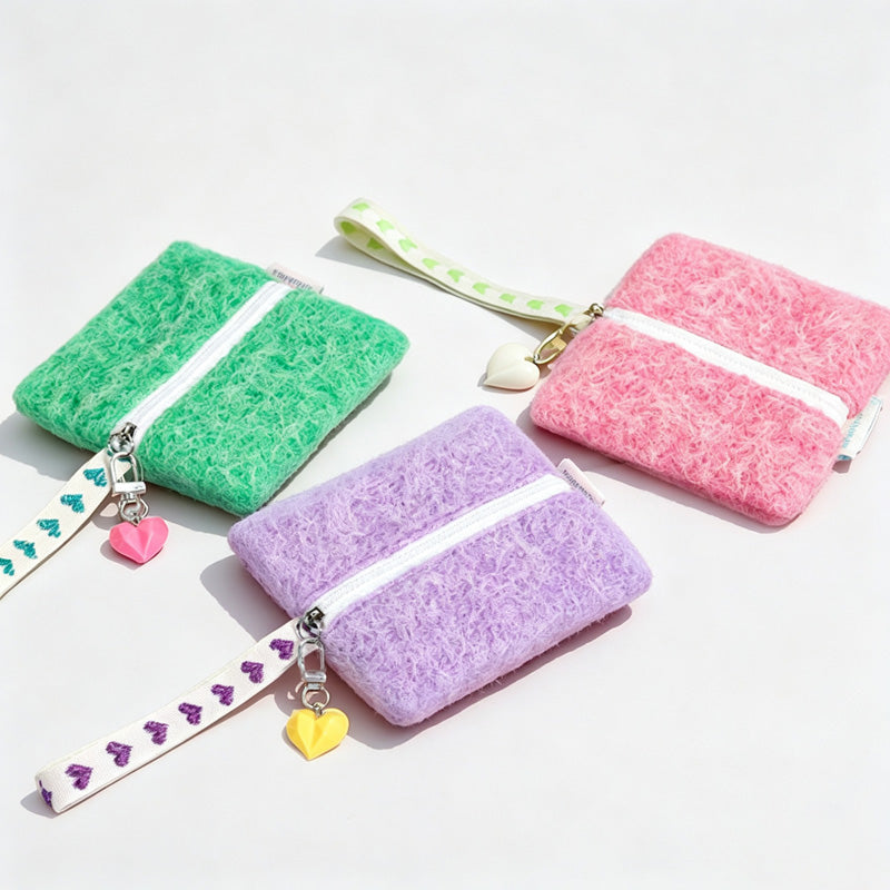 Fuzzy Zipper Small Coin Purse
