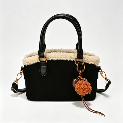 Faux Suede Top Handle Bag