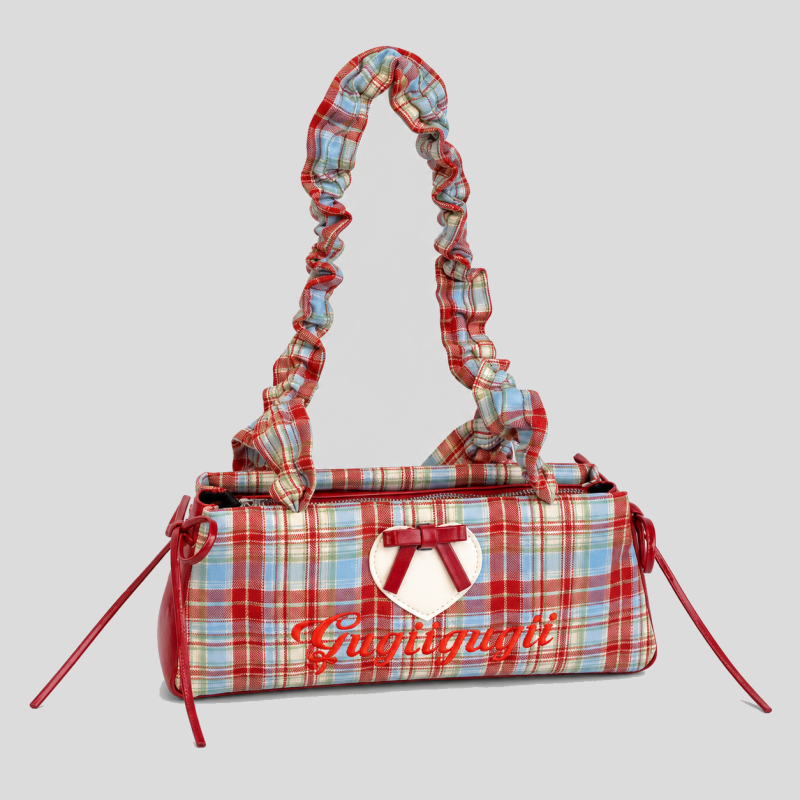 Plaid Bow Handle Underarm Bag