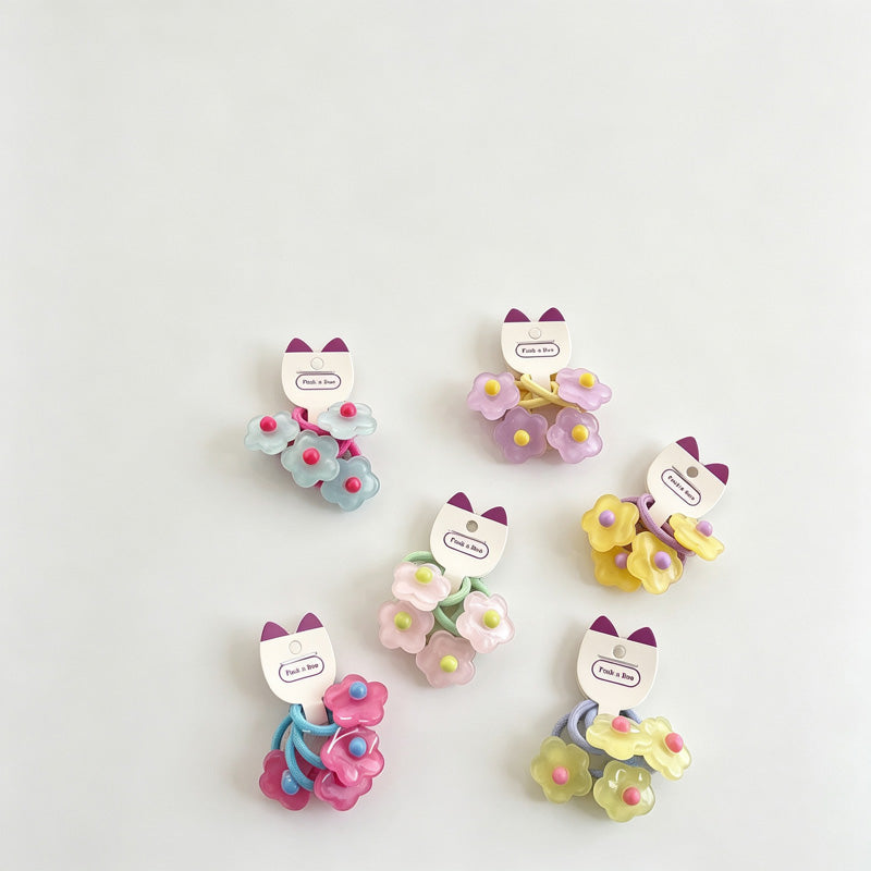 Matte Floral Accent Elastic Hair Ties