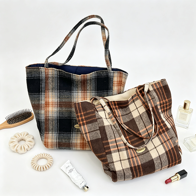 Cozy Plaid Tote Bag