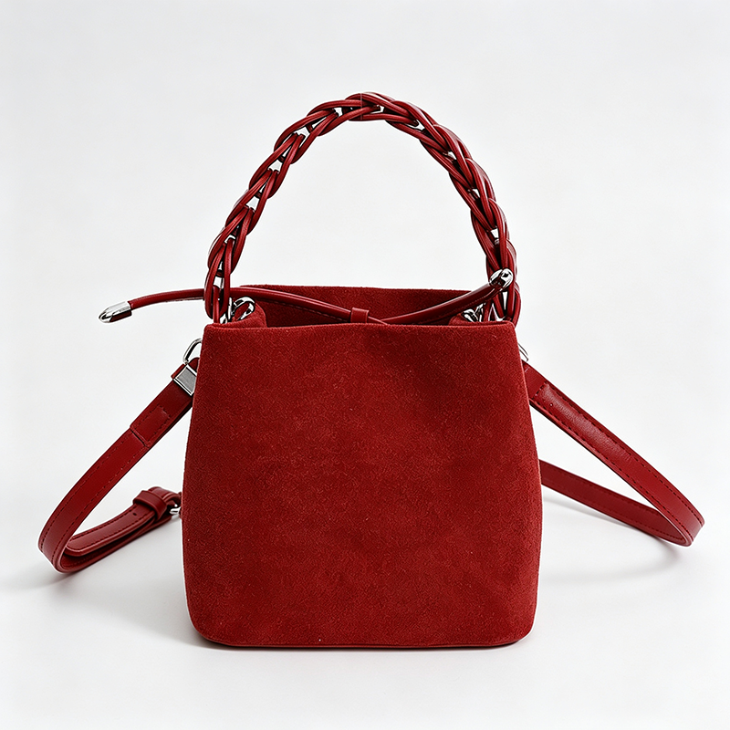 Braided Crossbody Bucket Handle Bag