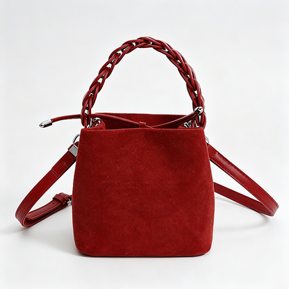 Braided Crossbody Bucket Handle Bag