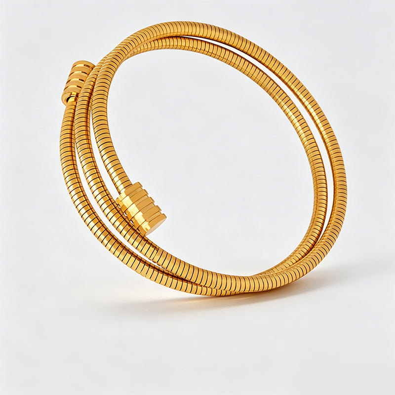 Minimalist Multi-layer Snake Chain Open Cuff Bracelet