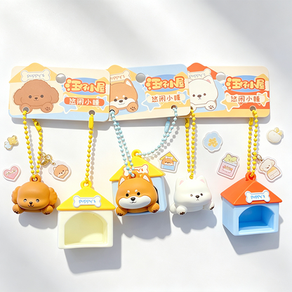 Puppy House Split Pair Keychain Set