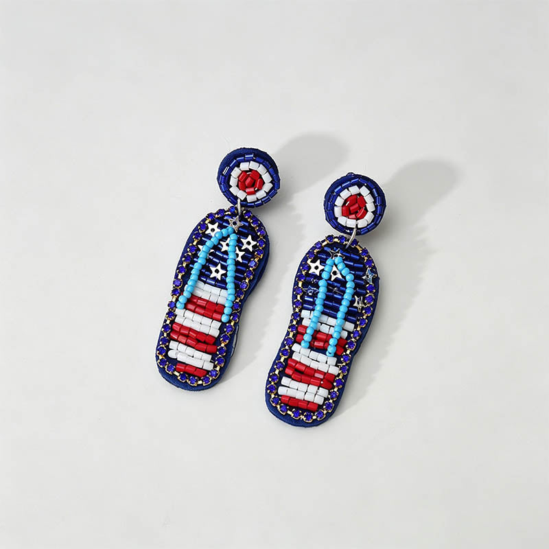 Beaded Patriotic Statement Ear - Shopdayla Wholesale - #5186