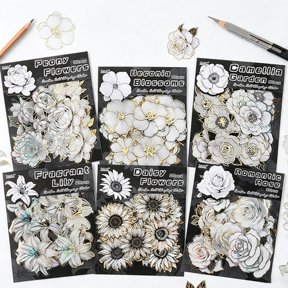 Monochrome Floral Stickers Set