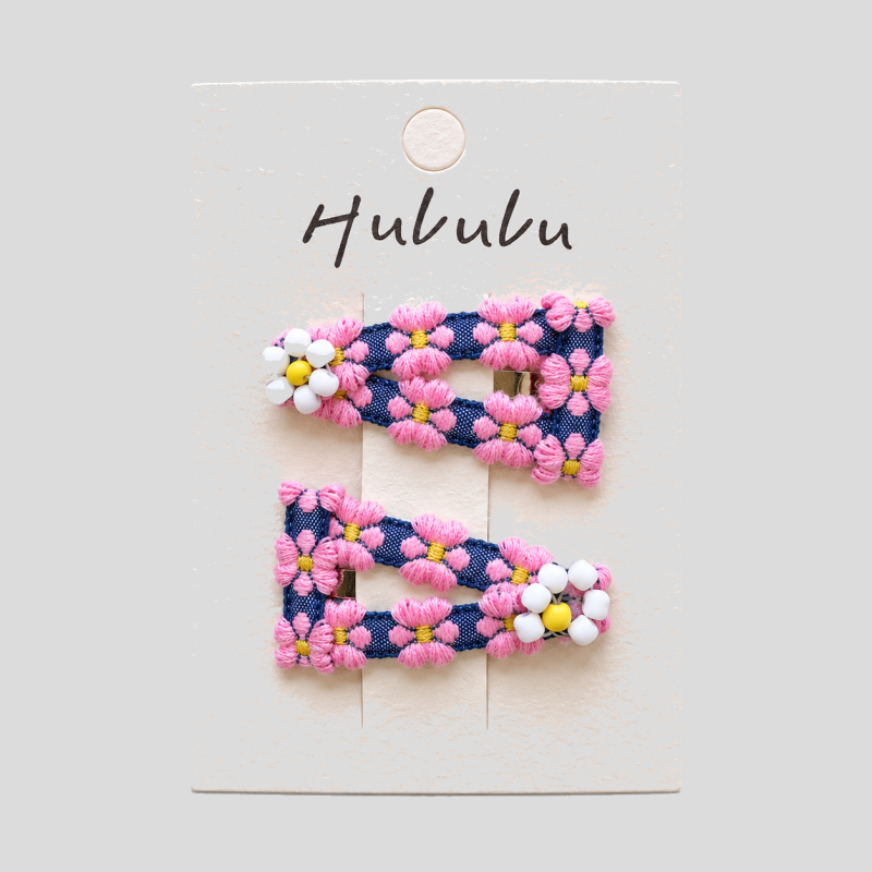 Beaded Floral BB Hair Clips