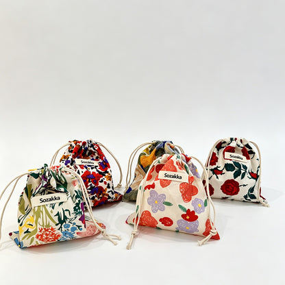 Floral Print Drawstring Pouch