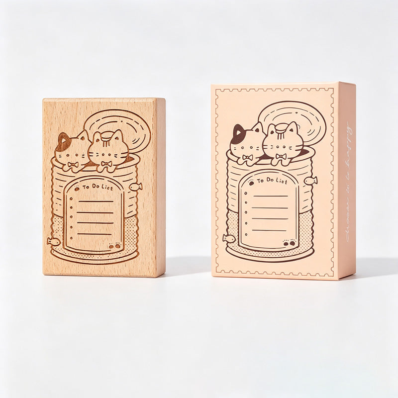 Wooden Cat Planner Rubber Stamp