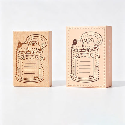 Wooden Cat Planner Rubber Stamp
