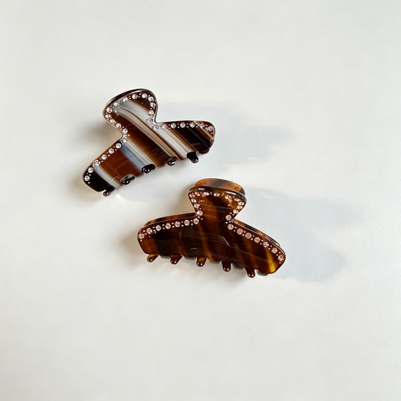 Rhinestone Inlay Striped Hair Claw