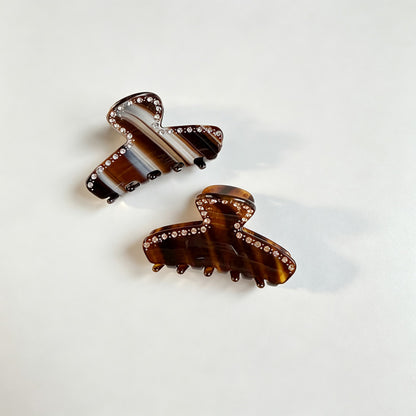 Rhinestone Inlay Striped Hair Claw