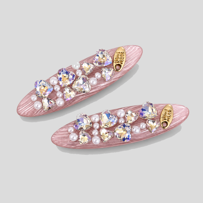 Rhinestone Pearl Oval Hair Clips