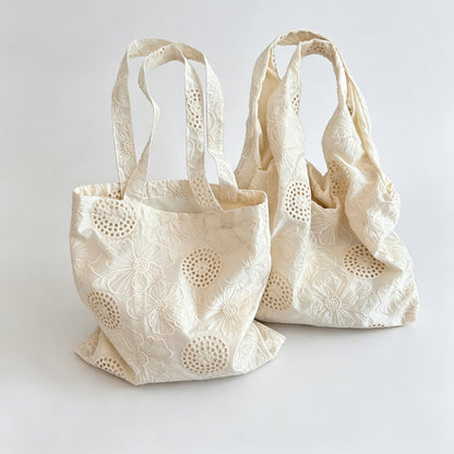 Floral Hollow Embroidery Tote Bag