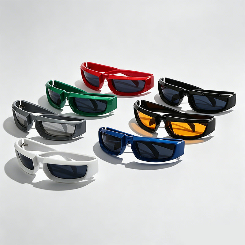Futuristic Wrap Rectangle Y2K Sunglasses
