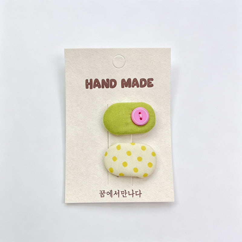 Fabric Button Hair Clips Set