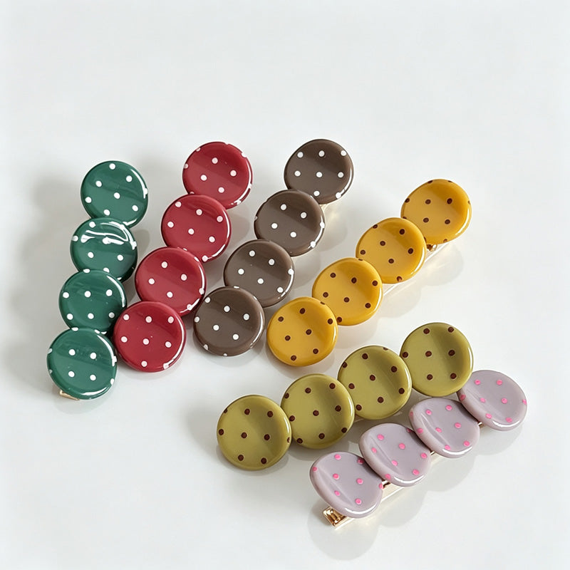 Polka‑Dot Acetate Hair Barrettes