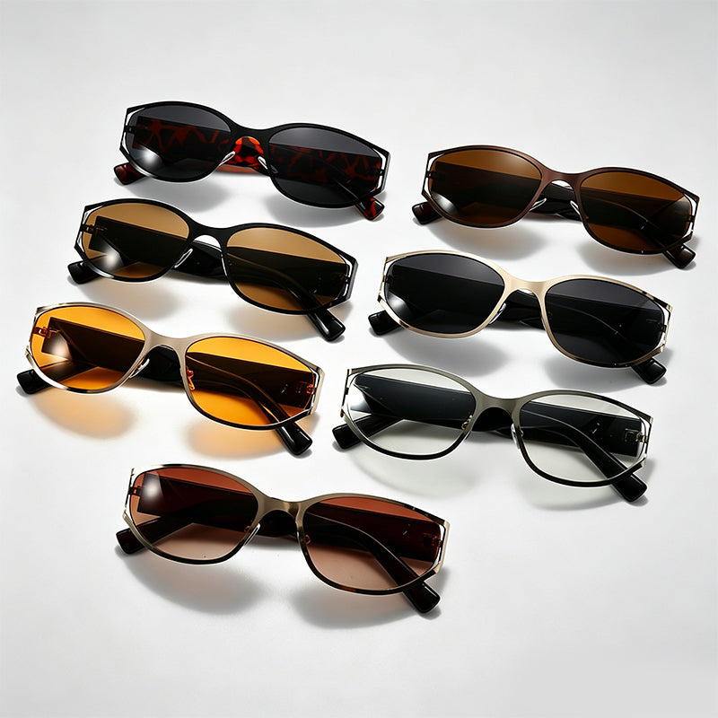 Hollow Oval Metal Y2K Women Sunglasses