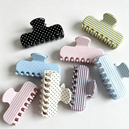 Stripe Polka‑Dot Hair Claw Clip
