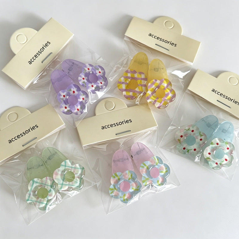 Flower Shape Resin Hair Clips, 2 Pieces