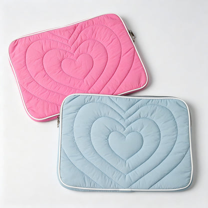 Heart Quilted Zipper Tablet Pouch