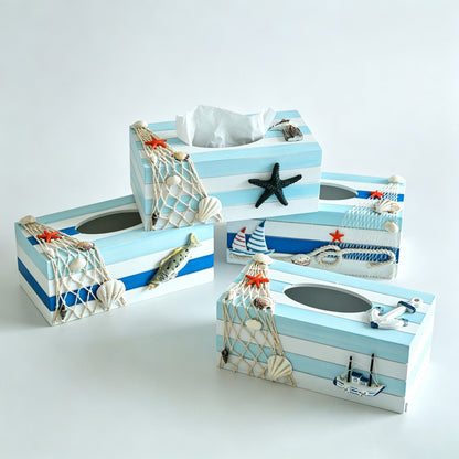 Ocean Themed Wooden Tissue Box