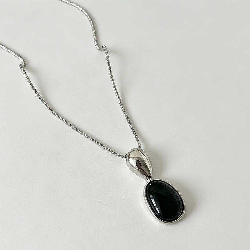 Modern Solid Heart Bean Titanium Steel Necklace