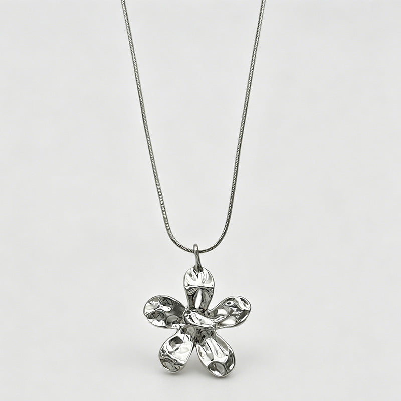 Elegant Floral Drawstring Long Snake Chain Necklace