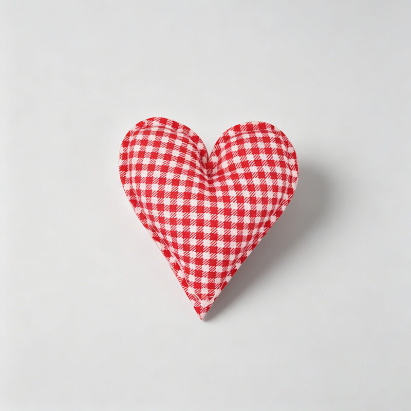 Plaid Dot Print Stuffed Heart Ornament