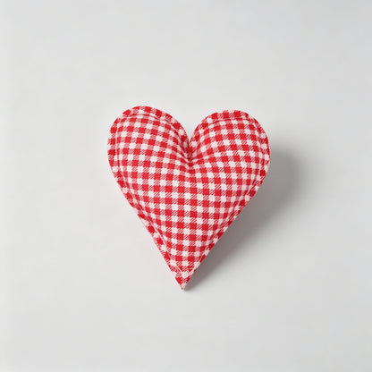 Plaid Dot Print Stuffed Heart Ornament