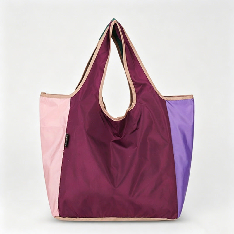 Multi-Color Patchwork Foldable Shopping Tote Bag