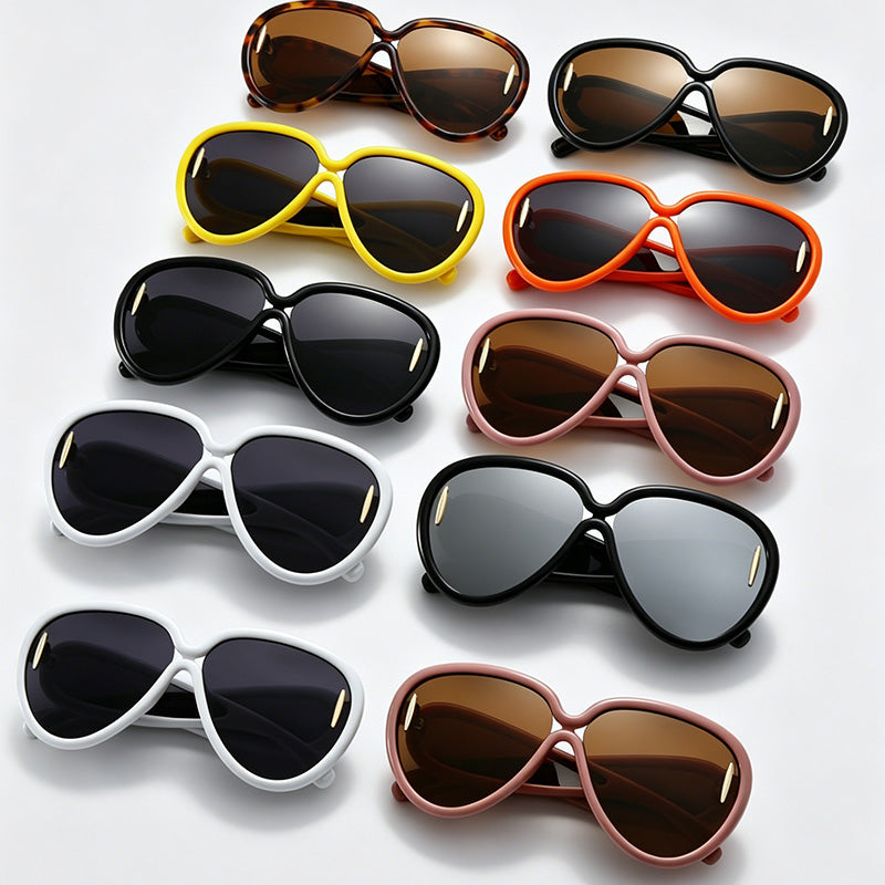 Oversized Hollow Temple Aviator Sunglasses