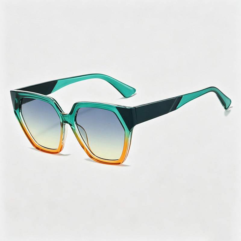Gradient Two-Tone Geometric Square PC Fashion Sunglasses