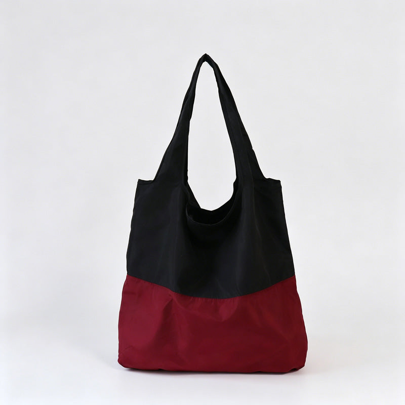 Two-Tone Spliced Foldable Shopping Tote