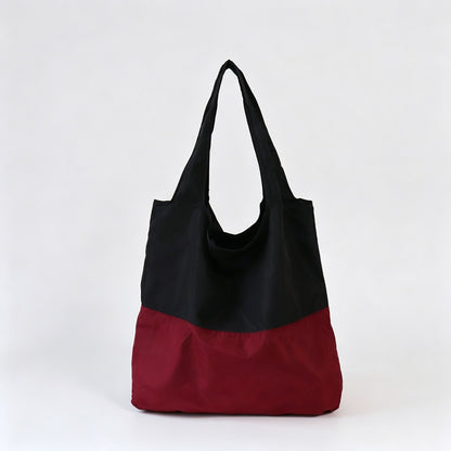 Two-Tone Spliced Foldable Shopping Tote