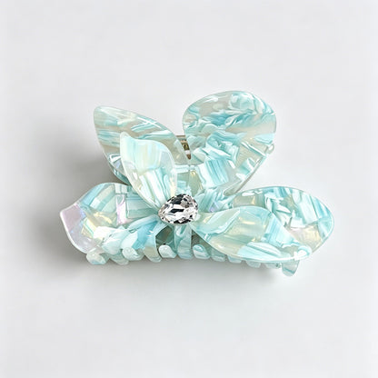Iridescent Flower Rhinestone Hair Claw Clip