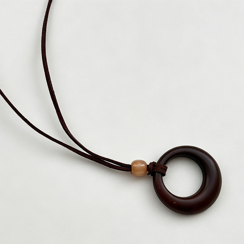 Retro Irregular Pendant Leather Cord Necklace