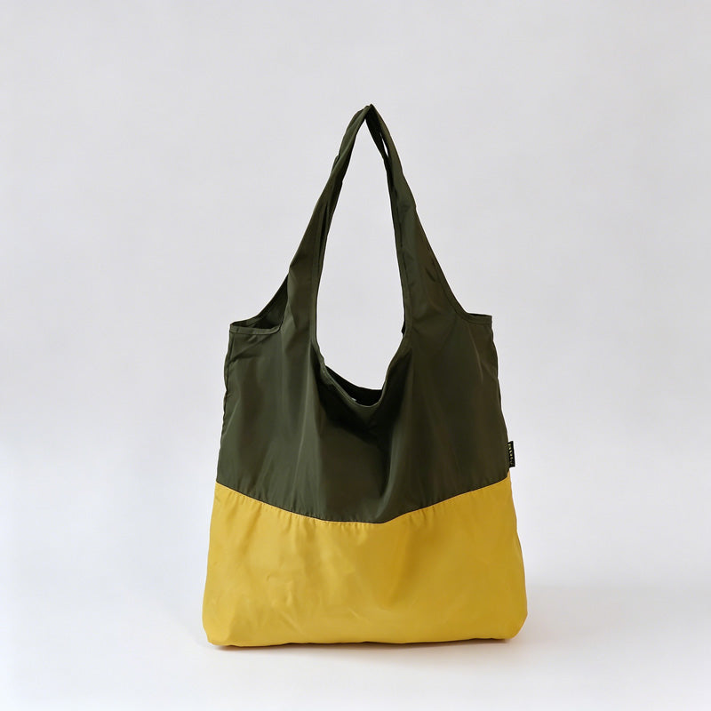 Two-Tone Spliced Foldable Shopping Tote