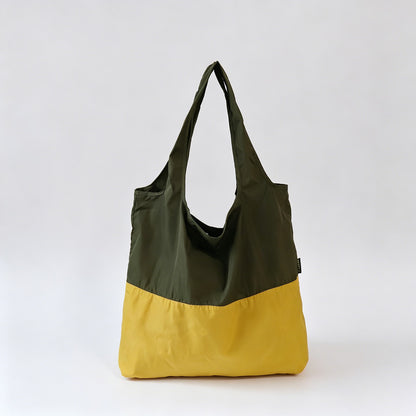 Two-Tone Spliced Foldable Shopping Tote