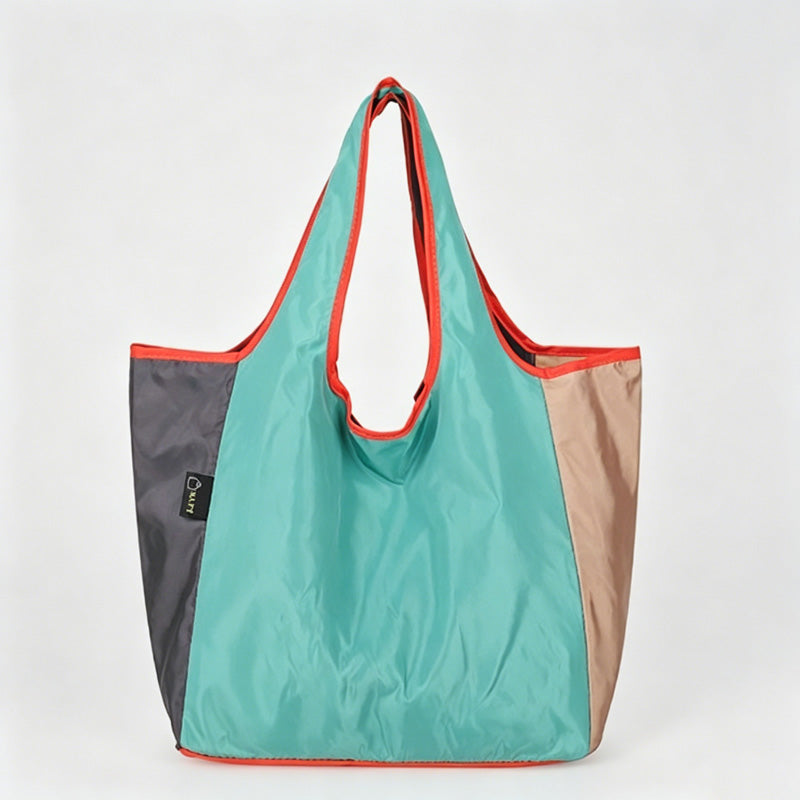 Multi-Color Patchwork Foldable Shopping Tote Bag