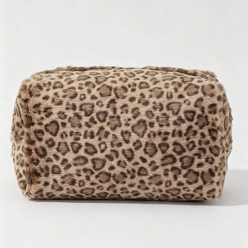 Leopard Print Fluffy Plush Pouch